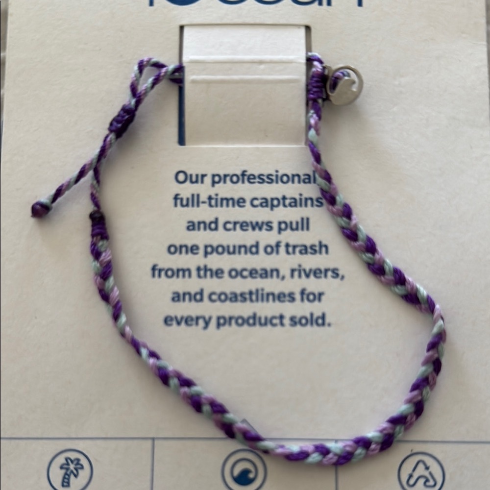 4 ocean Purple and White Braided Anklet